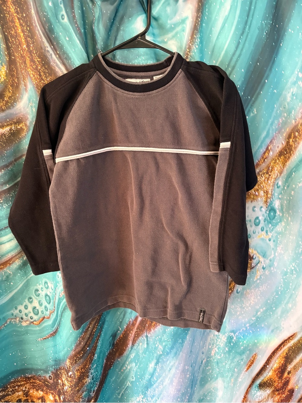 Point Zero y2k fashion Kids Raglan Long Sleeve Top in Black and Charcoal